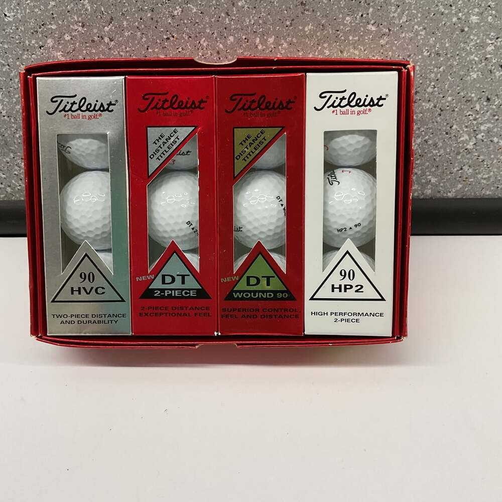 Vintage Titleist Golf Ball Sampler Dozen Box - NOS DT Wound 90, 90 HVC, HP2, DT